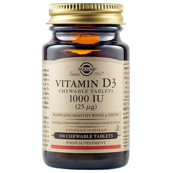 Vitamina D3 1000 UI, 100 comprimate masticabile, Solgar