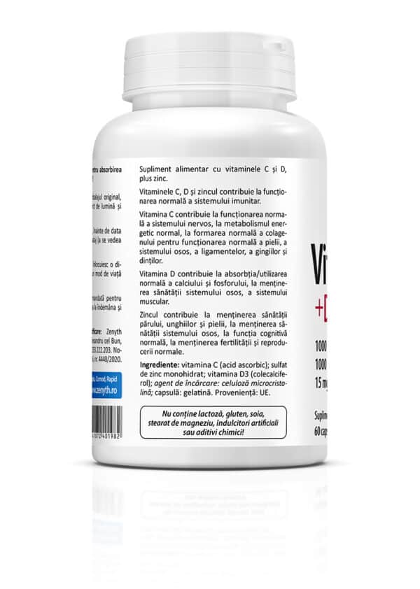 Vitamina C +D3 +Zn, 60 capsule, Zenyth