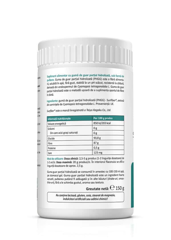 Fibre alimentare prebiotice PHGG, 150 g pulbere, Zenyth