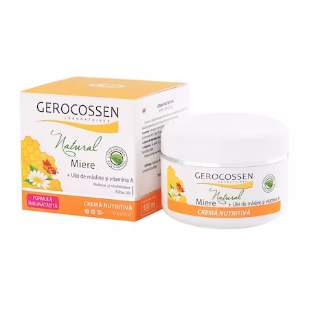 Cremă nutritivă Natural cu miere, ulei de măsline și vitamina A, 100 ml, Gerocossen
