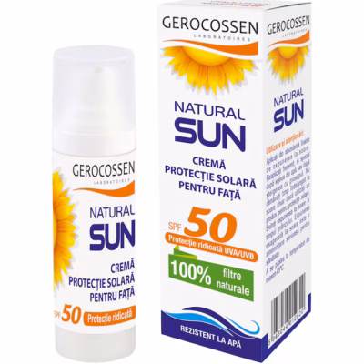 Cremă pentru față cu protecție solară SPF 50 Natural Sun, 30 ml, Gerocossen