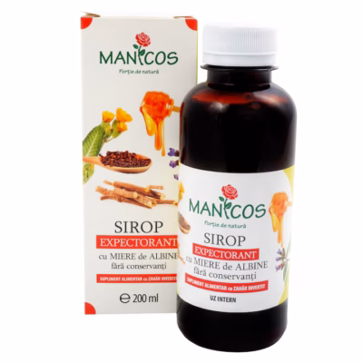 Sirop expectorant fără zahăr, 200 ml, Manicos