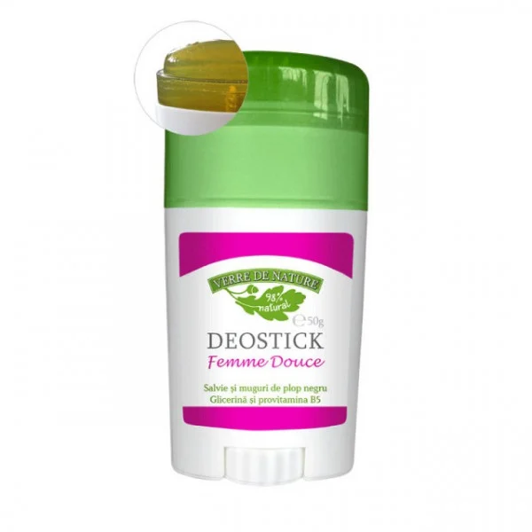 Deostick Femme Douce cu salvie, muguri de plop negru și glicerină, 50g, Verre de Nature