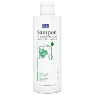 Șampon cu extract de urzică, nalbă și D-panthenol Q4U, 250 ml, Tis Farmaceutic