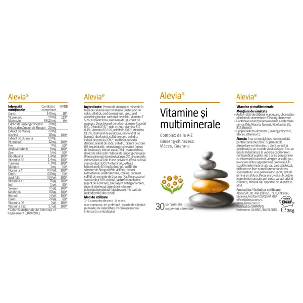 Vitamine și Multiminerale, 30 comprimate, Alevia