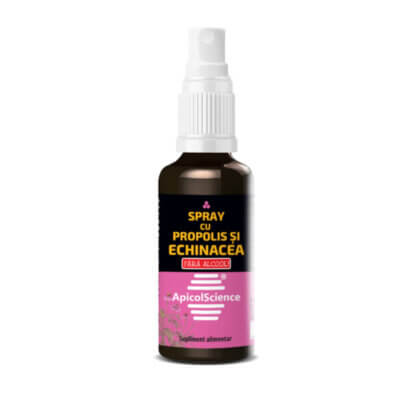 Spray cu Propolis și Echinacea fără Alcool , 50 ml, ApicolScience