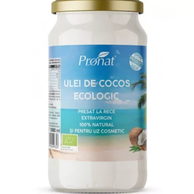 Ulei de cocos extravirgin bio presat la rece, 1000ml, Pronat