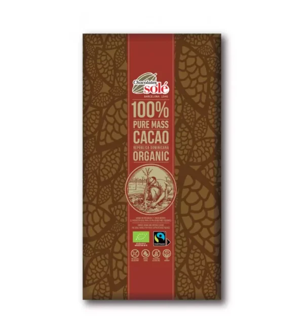 Ciocolată neagră bio 100% cacao, 90g, Chocolates Sole