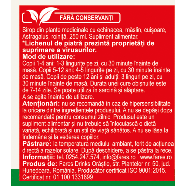 Biosept A16, sirop, 250 ml, Fares – imagine 3