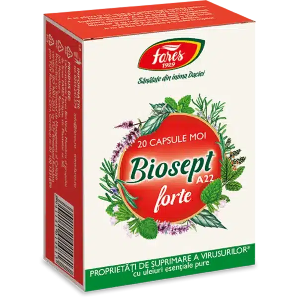 Biosept Forte A22, 20 capsule moi, Fares