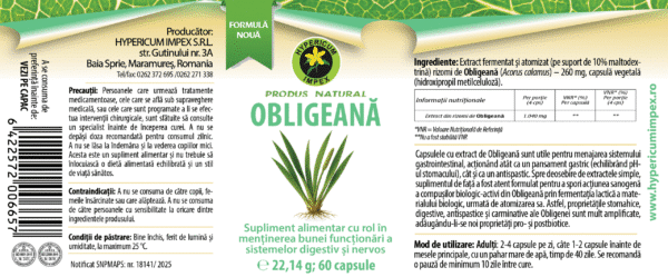 Obligeană, 60 capsule, Hypericum – etichetă