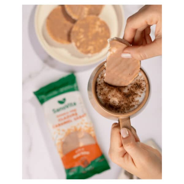 Rondele de orez cu glazură de caramel sărat, 66 g, Sanovita