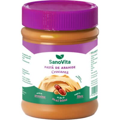 Pastă de arahide crocantă, 375 g, Sanovita