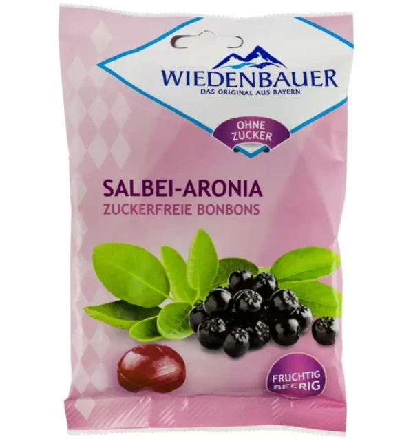 Bomboane fără zahăr cu salvie și aronia, 75g Wiedenbauer