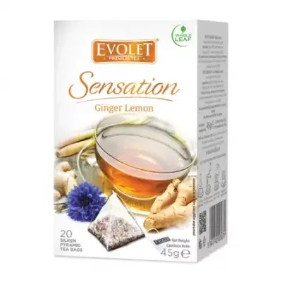 Ceai ghimbir și lămâie Sensation, 20 plicuri, Evolet