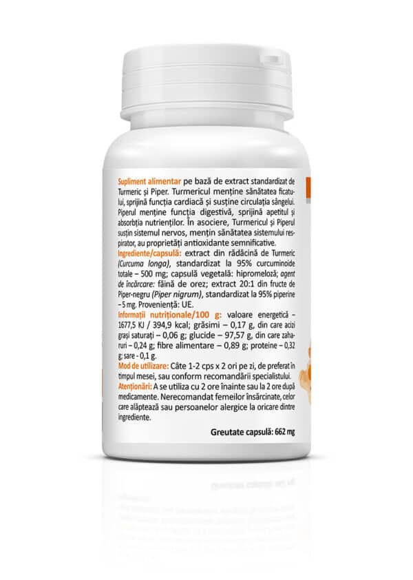 Extract de turmeric și piperină, 30 capsule, Zenyth