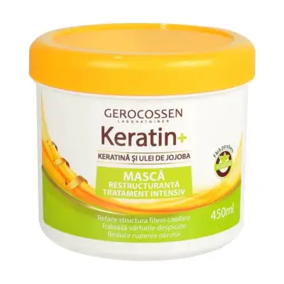 Mască Tratament Intensiv cu Keratină și Ulei de Jojoba Keratin+, 450 ml, Gerocossen