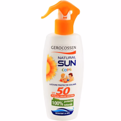 Loțiune pentru protecție solară copii Natural Sun SPF50, 200 ml, Gerocossen