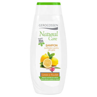 Șampon purificator pentru păr gras cu lămâie și eucalipt, Natural Care, 400 ml, Gerocossen