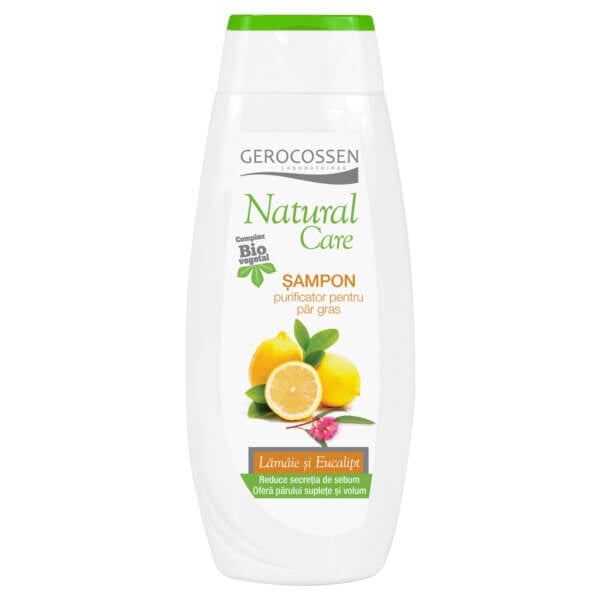 Șampon purificator pentru păr gras cu lămâie și eucalipt, Natural Care, 400 ml, Gerocossen