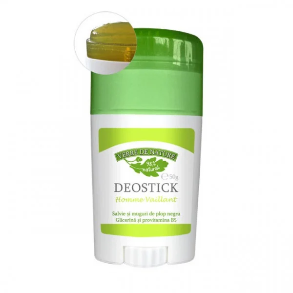 Deostick Homme Vaillant cu salvie, muguri de plop negru și glicerină, 50 g, Verre de Nature