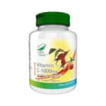 Vitamina C 1000mg cu Măceș și Acerola, aromă de portocale, 100 comprimate, Pro Natura