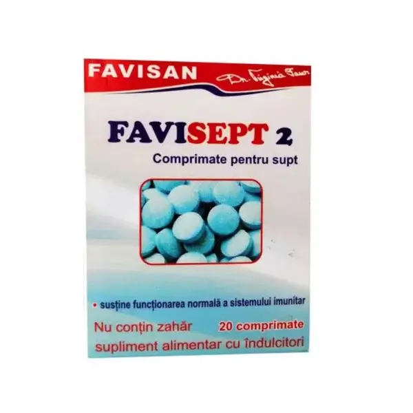 Favisept 2 cu albastru de metilen, 20 comprimate, Favisan