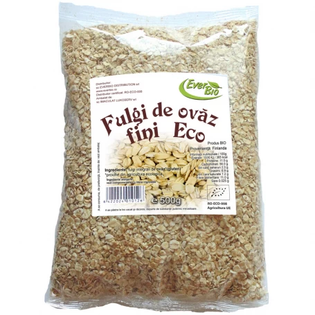 Fulgi de ovăz mari BIO, 500g, Everbio