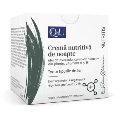 Cremă nutritivă pentru noapte Nutritis, Q4U, 50 ml, Tis Farmaceutic