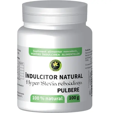 Îndulcitor pulbere Hyper Stevia rebaudiana, 100 g, Hypericum