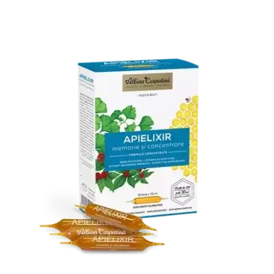Apielixir memorie și concentrare, 10 fiole x 10 ml, Albina Carpatină