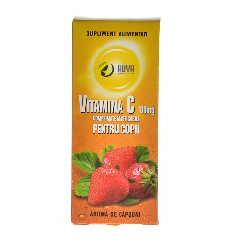 Vitamina C 100 mg aroma de capsuni pentru copii