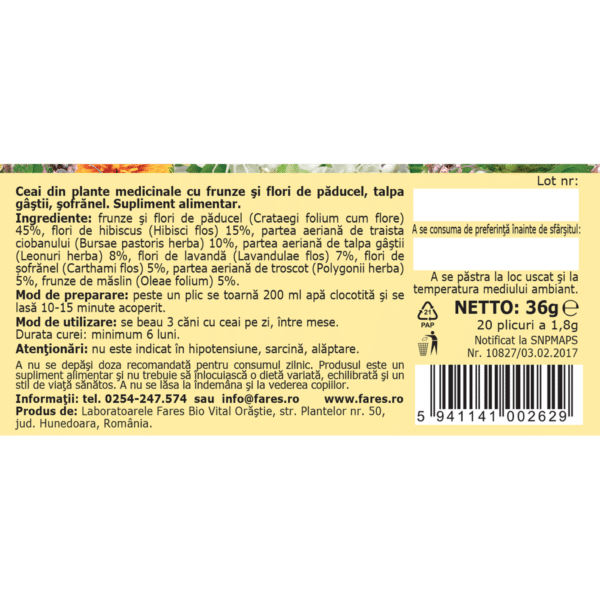 Ceai pentru tensiune C25, 20 plicuri, Fares Ceai pentru tensiune C25, 20 plicuri, Fares – imagine 2