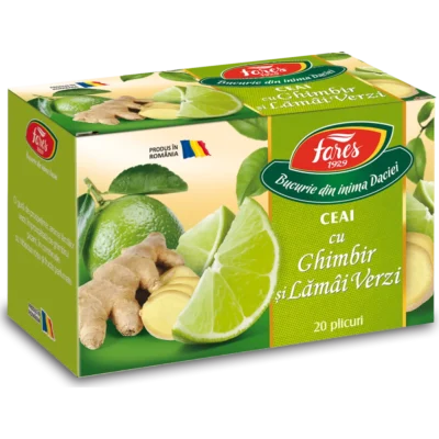 Ceai cu ghimbir și lămâi verzi, 20 plicuri, Fares