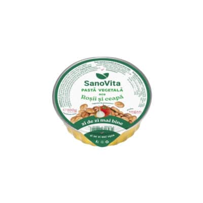 Pastă vegetală din bob cu roșii și ceapă, 100 g, Sanovita Pastă vegetală din bob cu roșii și ceapă, 100 g, Sanovita