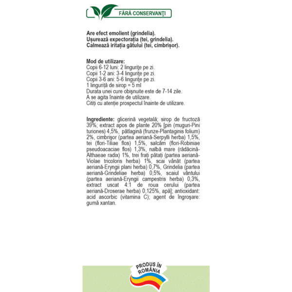 Plantusin pentru copii R35, sirop cu fructoză, 250 ml, Fares – imagine 3