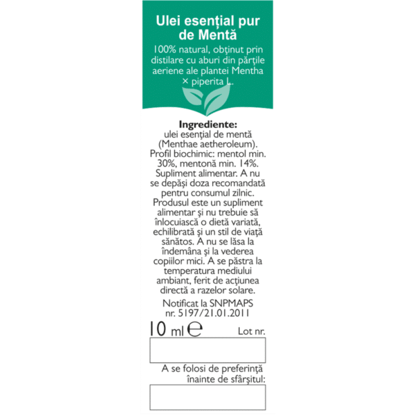 Ulei esențial de mentă R20, 10 ml, Fares – imagine 2