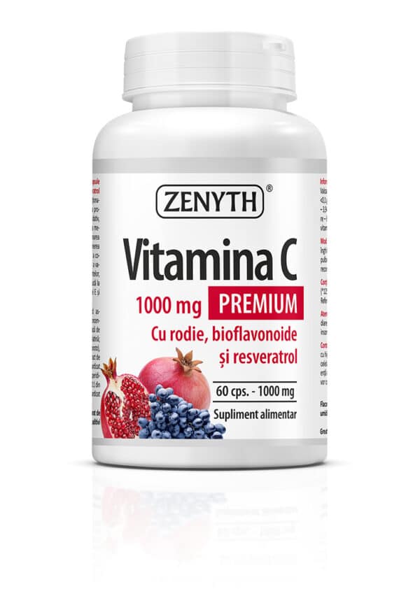 Pachet promoțional Vitamina C Premium cu rodie, 1000 mg, 60 + 30 capsule, Zenyth
