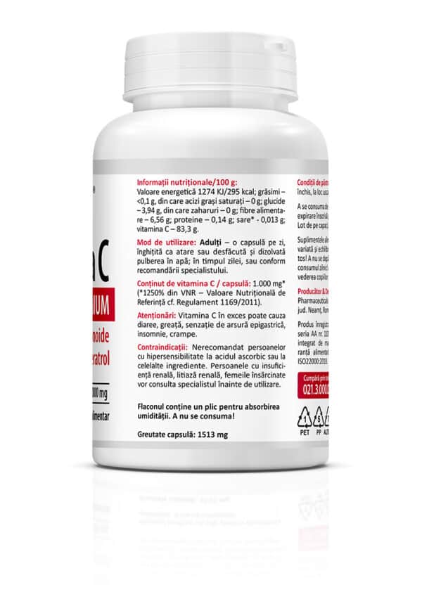 Pachet promoțional Vitamina C Premium cu rodie, 1000 mg, 60 + 30 capsule, Zenyth