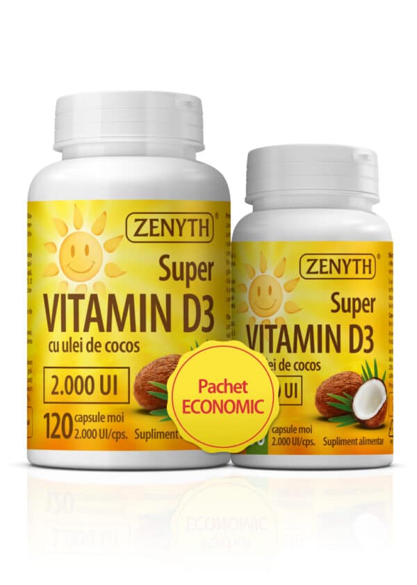 5941872401890_1 Pachet Super Vitamin D3, 2000UI, 120 + 30 capsule, Zenyth