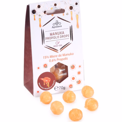 Dropsuri cu miere de manuka și propolis, 70 g, Apidava