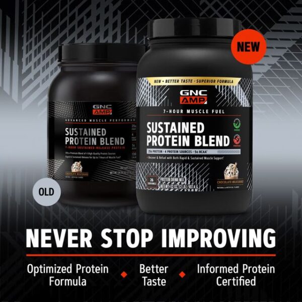 739962-3 Gnc Amp Sustained Protein Blend, Amestec Proteic, Cu Aroma De Milkshake De Ciocolata, 907.4 g