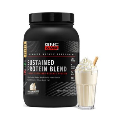 Gnc Amp Sustained Protein Blend, Amestec Proteic, Cu Aroma De Milkshake De Vanilie, 852.8 g