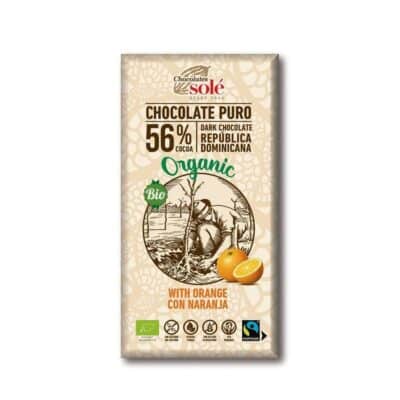 Ciocolată neagră BIO cu aromă de portocale 56 % cacao, 100 g, Pronat