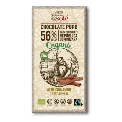 Ciocolată neagră BIO cu scorțișoară 56 % cacao, 100 g, Pronat