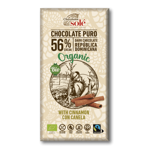 Ciocolată neagră BIO cu scorțișoară 56 % cacao, 100 g, Pronat