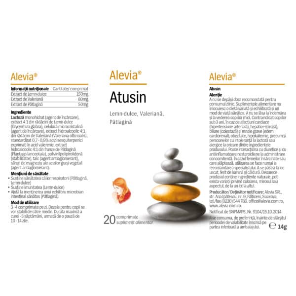 Atusin, 20 comprimate, Alevia – etichetă