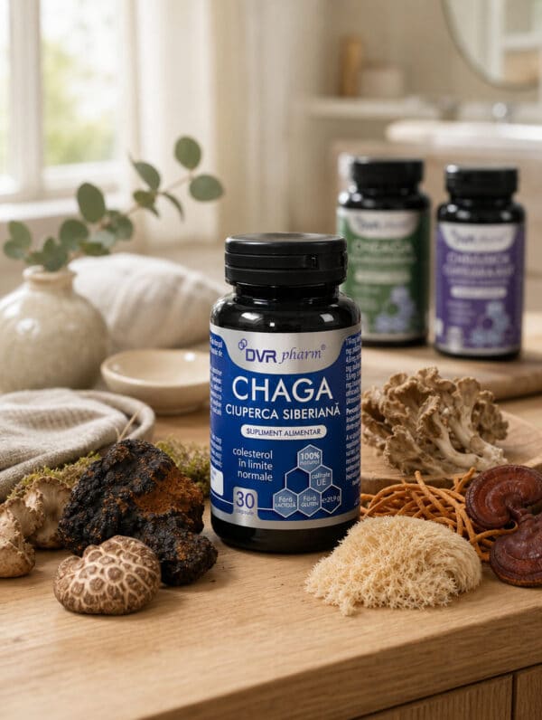 Chaga, Ciupercă Siberiană, 30 capsule, DVR Pharm 3 Chaga, Ciupercă Siberiană, 30 capsule, DVR Pharm