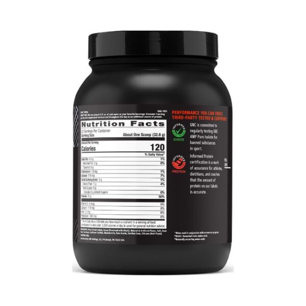 Gnc Amp Pure Isolate, Proteina Izolata Din Zer Cu Aroma De Inghetata De Ciocolata, 721.6 g