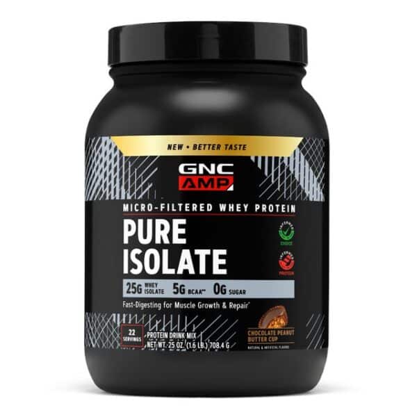 Gnc Amp Pure Isolate, Proteina Izolata Din Zer, Cu Aroma De Ciocolata Si Unt De Arahide, 708.4 g